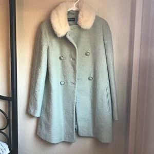 Miss Selfridge Faux Fur Collar Peacoat
